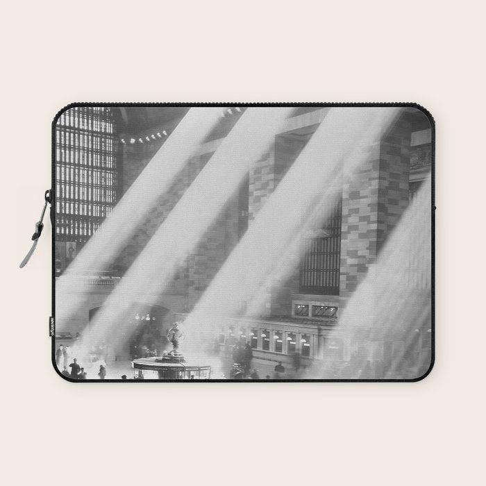 Grand Central Station, Black and White Vintage Art Laptop Sleeve Gallery Image 1