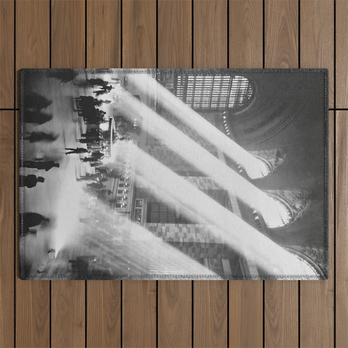 Grand Central Station, Black and White Vintage Art Outdoor Rug Gallery Image 1