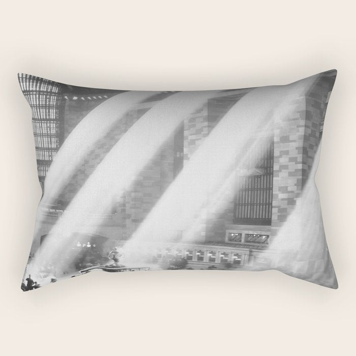Grand Central Station, Black and White Vintage Art Rectangular Pillow Gallery Image 2