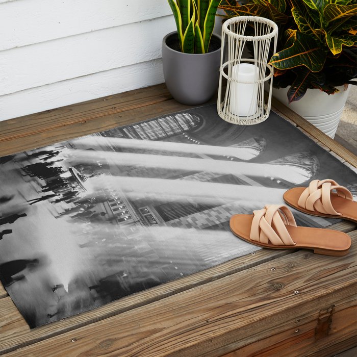 Grand Central Station, Black and White Vintage Art Outdoor Rug Gallery Image 2