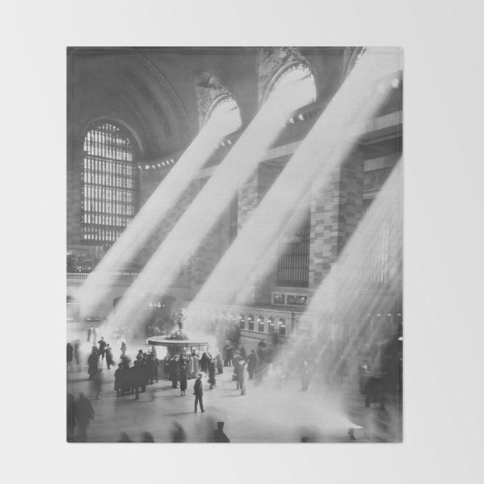 Grand Central Station, Black and White Vintage Art Throw Blanket Gallery Image 2