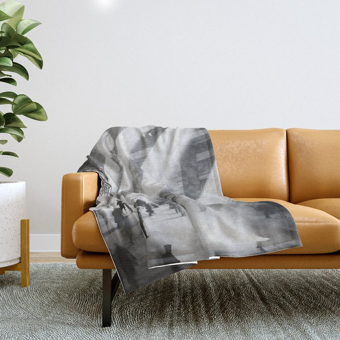 Grand Central Station, Black and White Vintage Art Throw Blanket Gallery Image 1