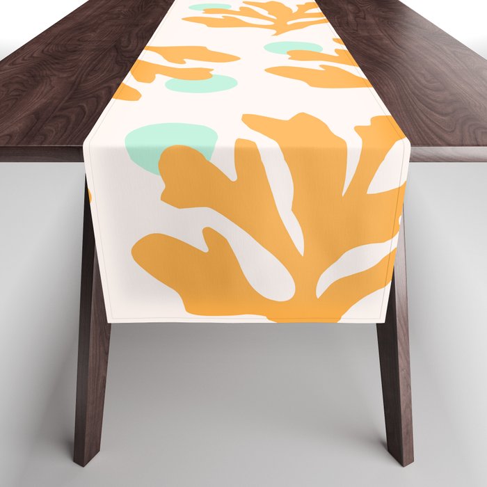 Simple Orange Leaf on Aqua Sun - cut-outs 3  Table Runner Gallery Image 1