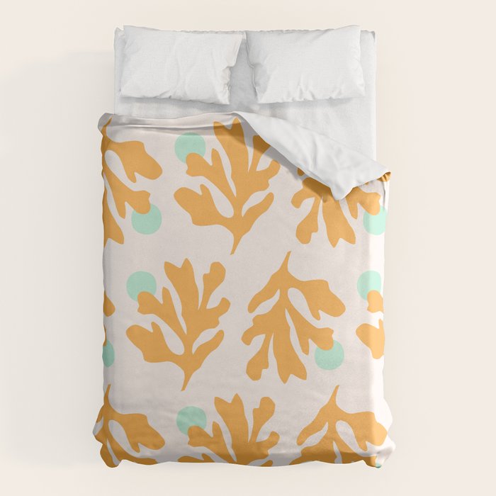 Simple Orange Leaf on Aqua Sun - cut-outs 3  Duvet Cover Gallery Image 1