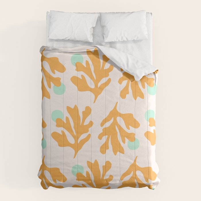 Simple Orange Leaf on Aqua Sun - cut-outs 3  Comforter Gallery Image 6