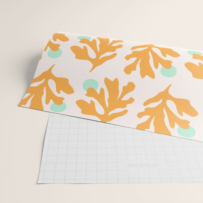 Simple Orange Leaf on Aqua Sun - cut-outs 3  Wrapping Paper Gallery Image 2