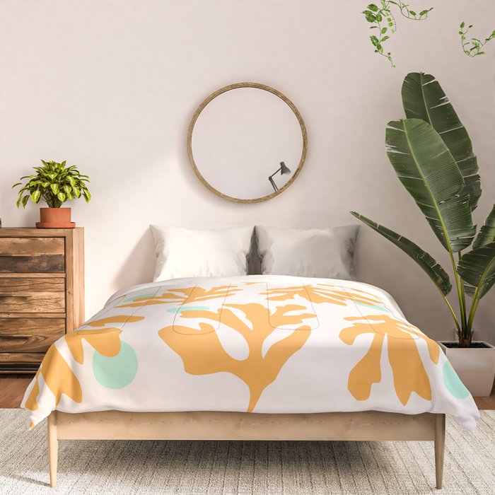Simple Orange Leaf on Aqua Sun - cut-outs 3  Comforter Gallery Image 3