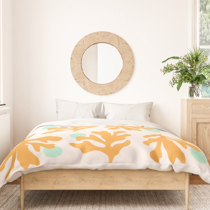 Simple Orange Leaf on Aqua Sun - cut-outs 3  Duvet Cover Gallery Image 3