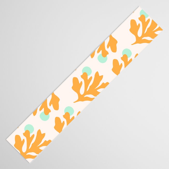 Simple Orange Leaf on Aqua Sun - cut-outs 3  Table Runner Gallery Image 3