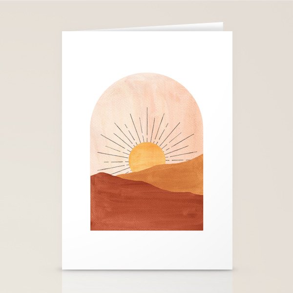 Abstract terracotta landscape, sun and desert, sunrise #1 Stationery Card Gallery Image 2