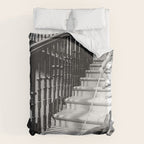 Girl Walking Baby Alligator, Black and White, Vintage Art Duvet Cover Gallery Image 6