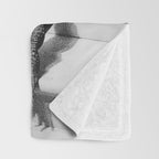 Girl Walking Baby Alligator, Black and White, Vintage Art Throw Blanket Gallery Image 3