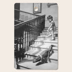 Girl Walking Baby Alligator, Black and White, Vintage Art Cutting Board Gallery Image 1