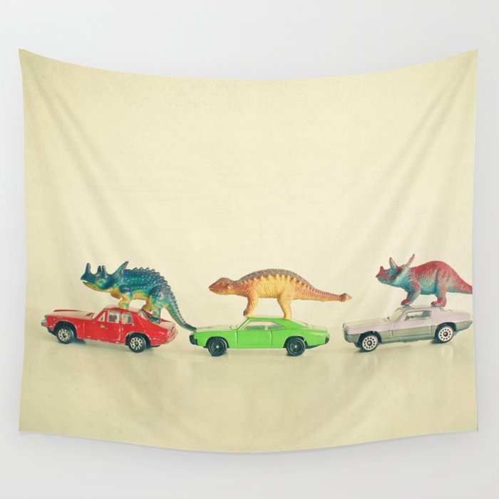Dinosaurs Ride Cars Wall Tapestry Gallery Image 4