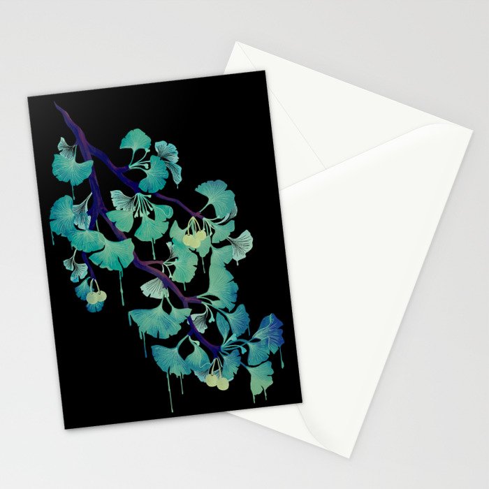O Ginkgo (on Black) Stationery Card Gallery Image 2