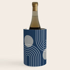 Mid Century Modern Geometric 106 in Navy Blue and Grey (Rainbow and Sun Abstraction) Wine Chiller Gallery Image 3