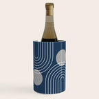 Mid Century Modern Geometric 106 in Navy Blue and Grey (Rainbow and Sun Abstraction) Wine Chiller Gallery Image 1