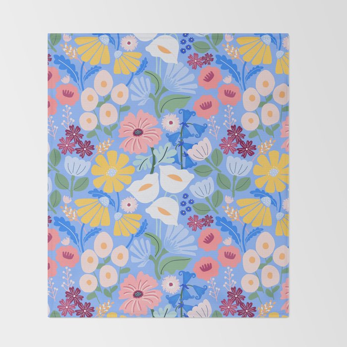 Meadow muse - blue Throw Blanket Gallery Image 2