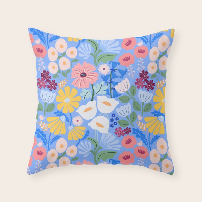 Meadow muse - blue Throw Pillow Gallery Image 6