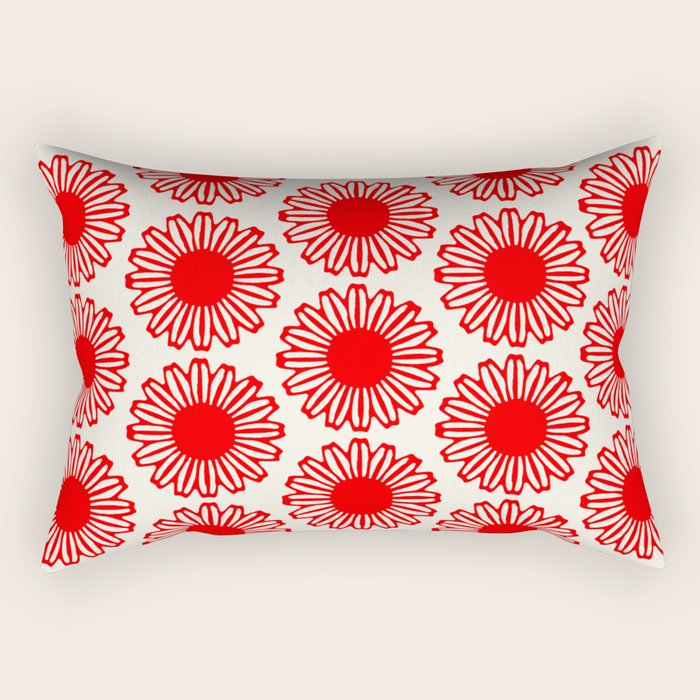 vintage flowers red Rectangular Pillow Gallery Image 2