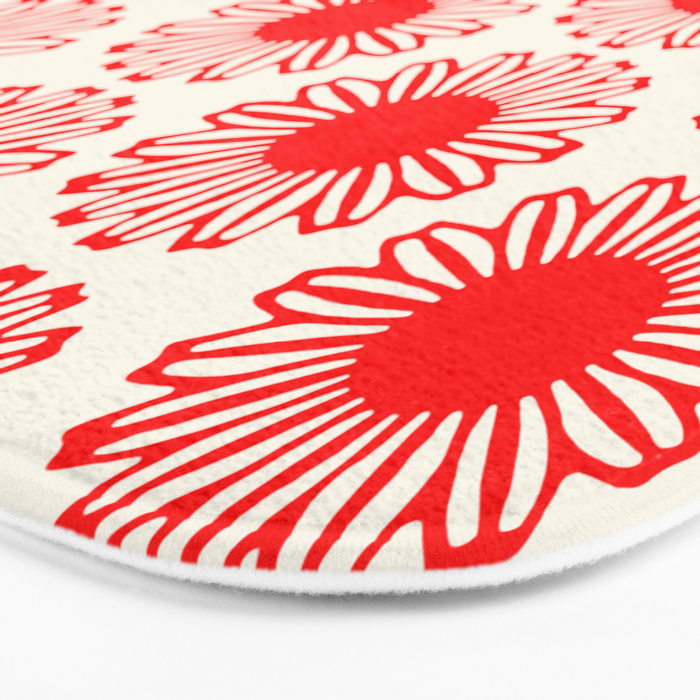 vintage flowers red Bath Mat Gallery Image 3