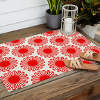 vintage flowers red Outdoor Rug Gallery Image 2