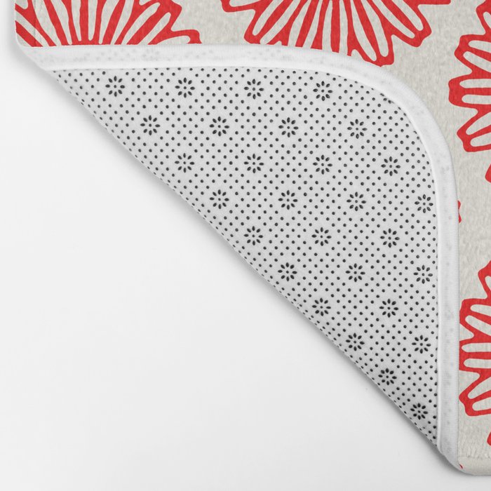 vintage flowers red Bath Mat Gallery Image 2