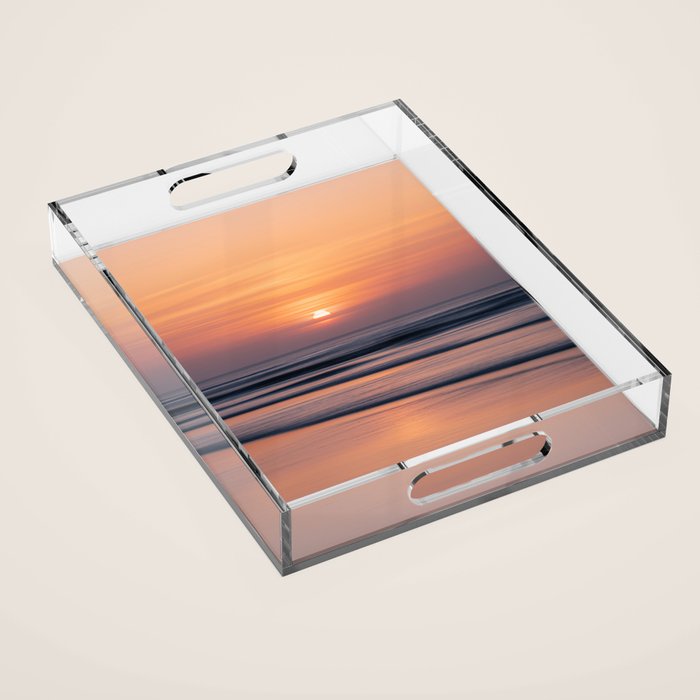 Calm Pastel Sunset Over Ocean Coastal Wall Art Photography Acrylic Tray Gallery Image 1