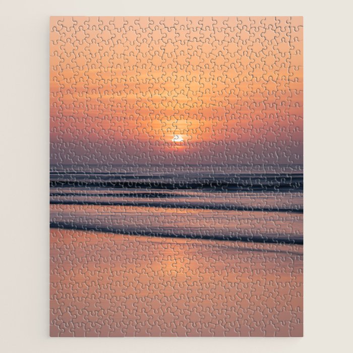 Calm Pastel Sunset Over Ocean Coastal Wall Art Photography Jigsaw Puzzle Gallery Image 1