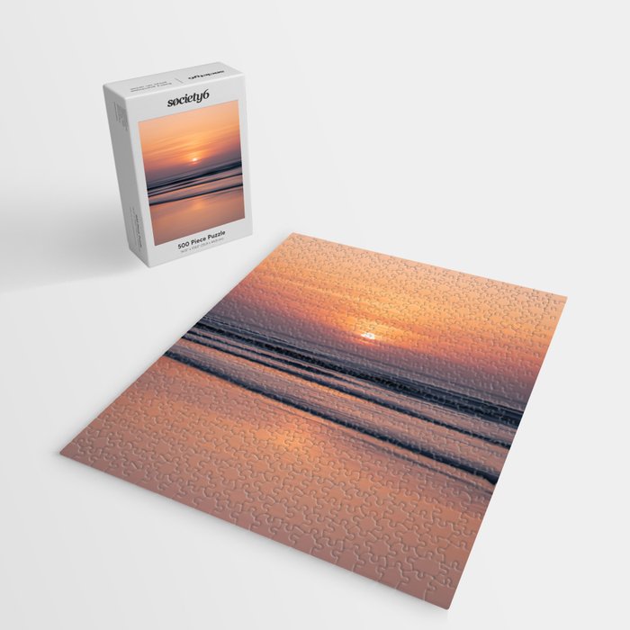 Calm Pastel Sunset Over Ocean Coastal Wall Art Photography Jigsaw Puzzle Gallery Image 2