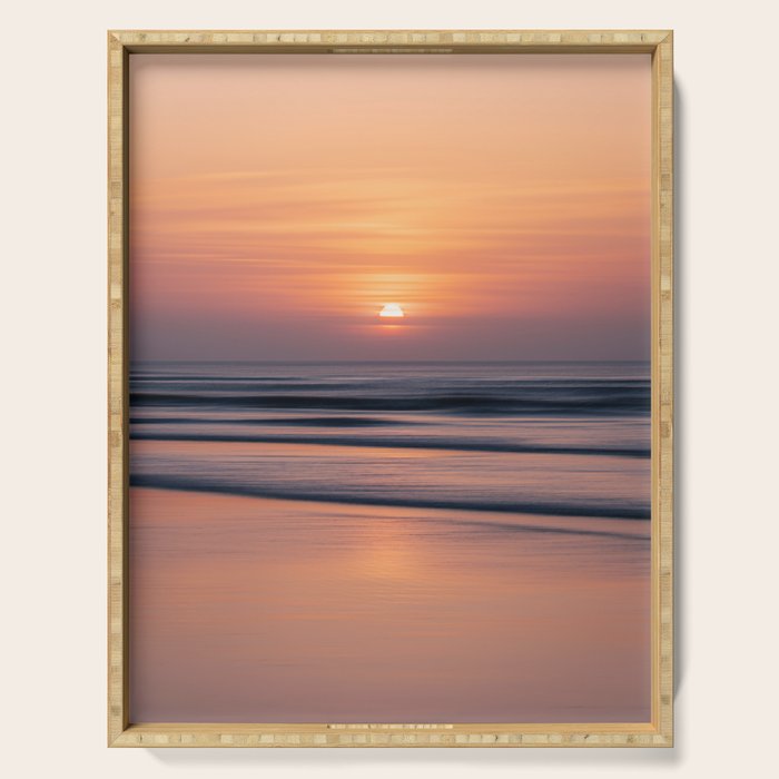 Calm Pastel Sunset Over Ocean Coastal Wall Art Photography Serving Tray Gallery Image 1