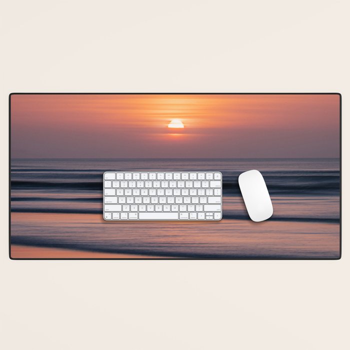 Calm Pastel Sunset Over Ocean Coastal Wall Art Photography Desk Mat Gallery Image 1