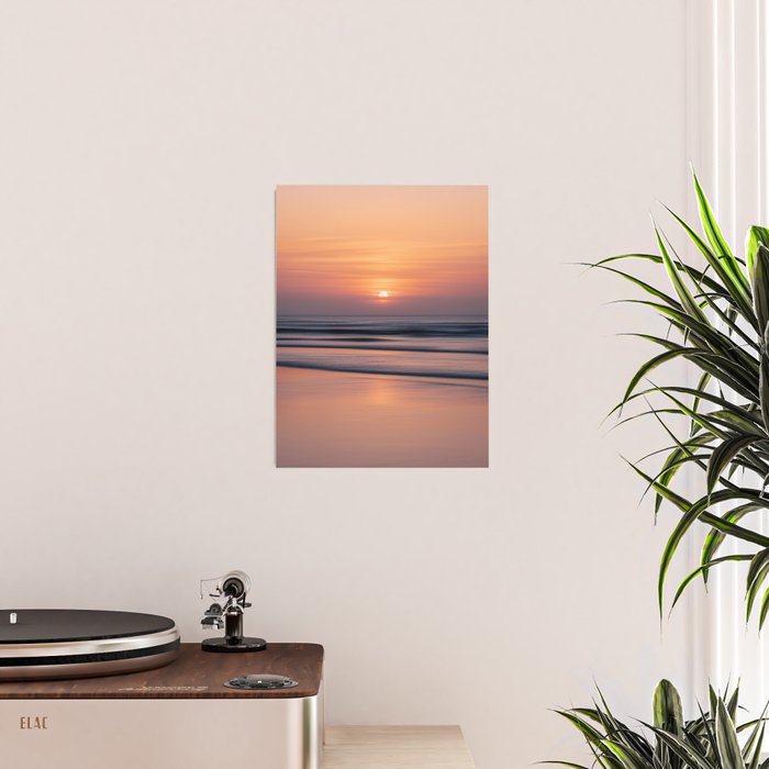 Calm Pastel Sunset Over Ocean Coastal Wall Art Photography Poster Gallery Image 2
