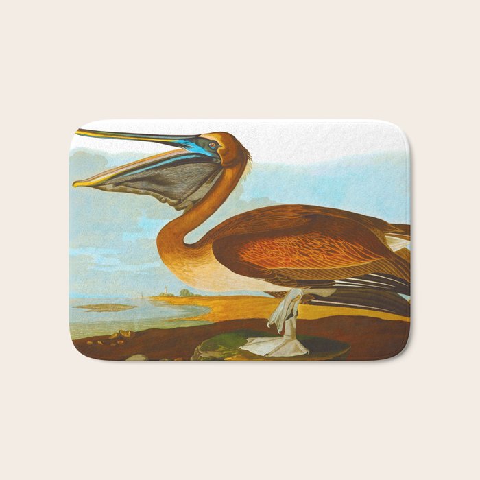 Brown Pelican Illustration Bath Mat Gallery Image 1