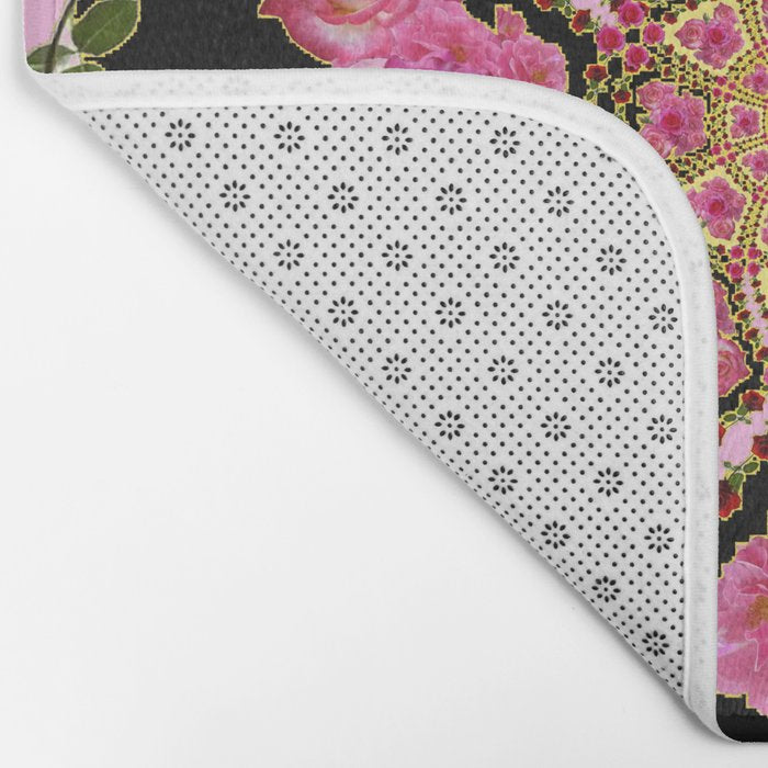 BLACK-PINK GARDEN ROSES MANDALA Bath Mat Gallery Image 2