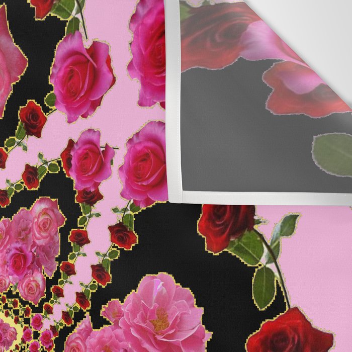 BLACK-PINK GARDEN ROSES MANDALA Wall Tapestry Gallery Image 3
