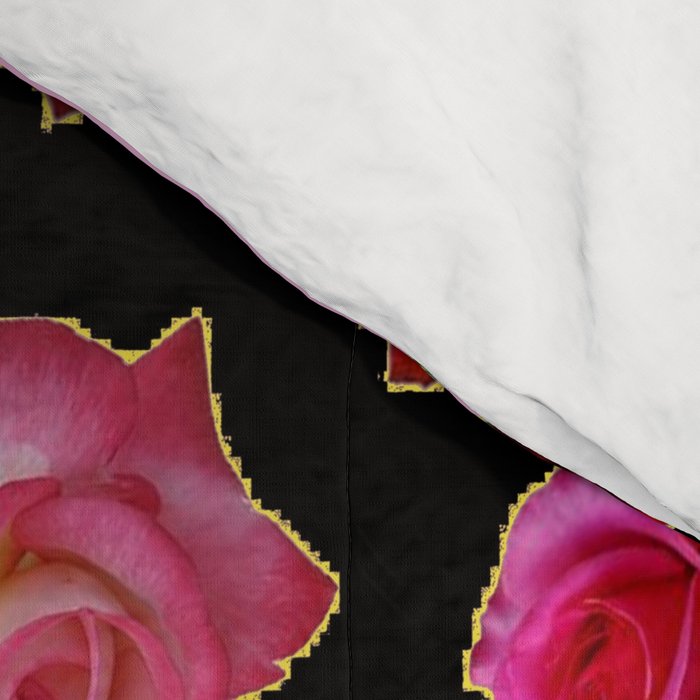 BLACK-PINK GARDEN ROSES MANDALA Comforter Gallery Image 4
