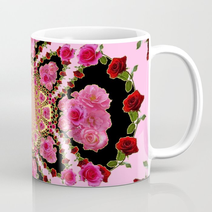 BLACK-PINK GARDEN ROSES MANDALA Coffee Mug Gallery Image 1