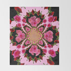 BLACK-PINK GARDEN ROSES MANDALA Throw Blanket Gallery Image 2
