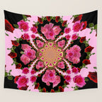 BLACK-PINK GARDEN ROSES MANDALA Wall Tapestry Gallery Image 4