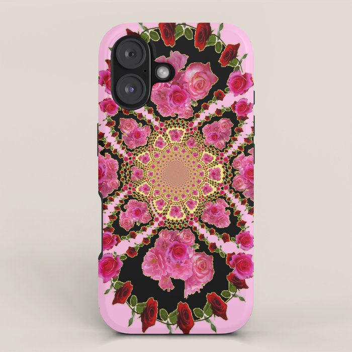 BLACK-PINK GARDEN ROSES MANDALA iPhone Case Gallery Image 1
