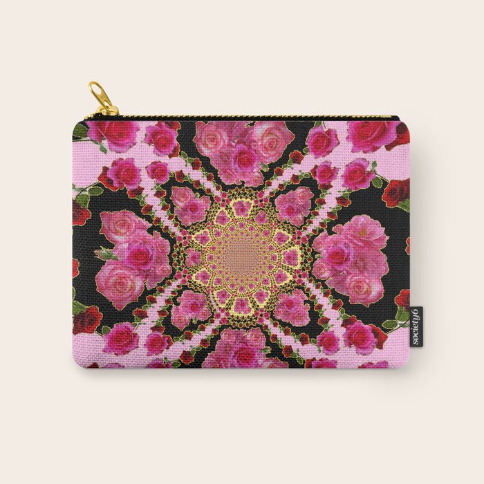 BLACK-PINK GARDEN ROSES MANDALA Carry All Pouch Gallery Image 1