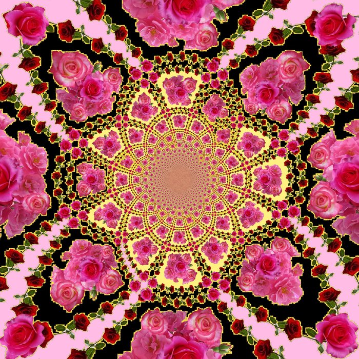 BLACK-PINK GARDEN ROSES MANDALA Coffee Mug Gallery Image 2