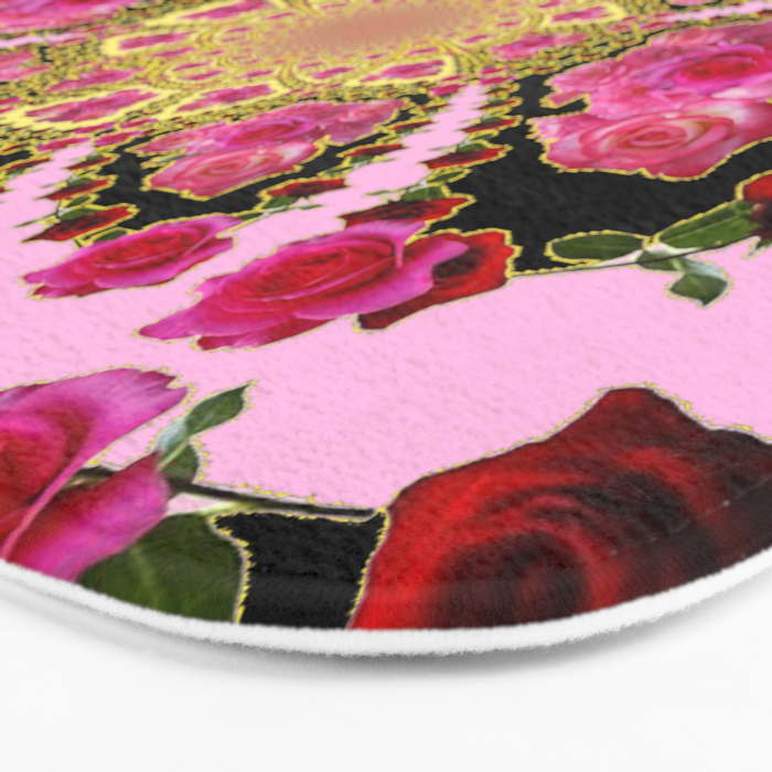 BLACK-PINK GARDEN ROSES MANDALA Bath Mat Gallery Image 3