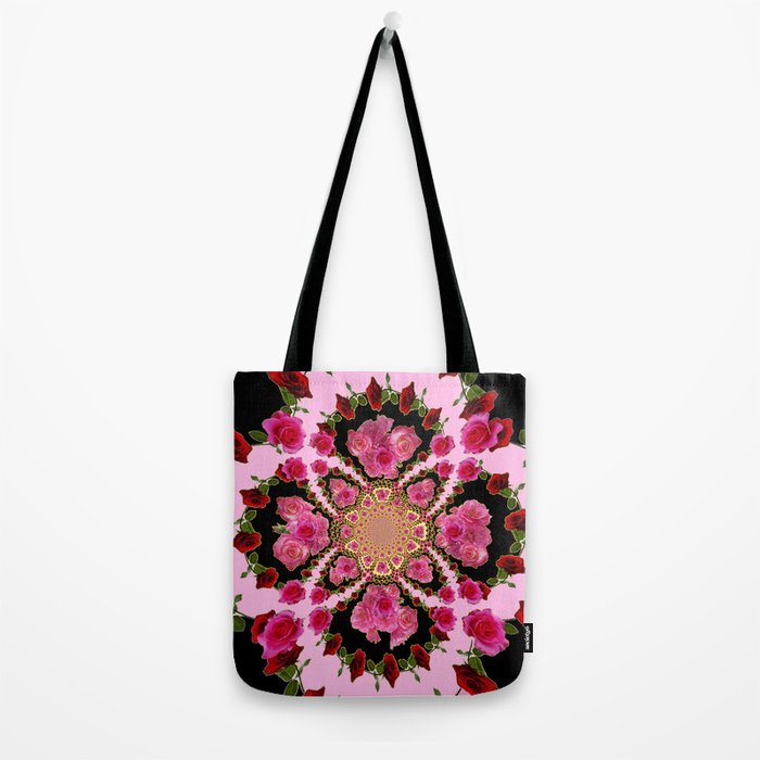BLACK-PINK GARDEN ROSES MANDALA Tote Bag Gallery Image 2