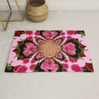 BLACK-PINK GARDEN ROSES MANDALA Rug Gallery Image 1
