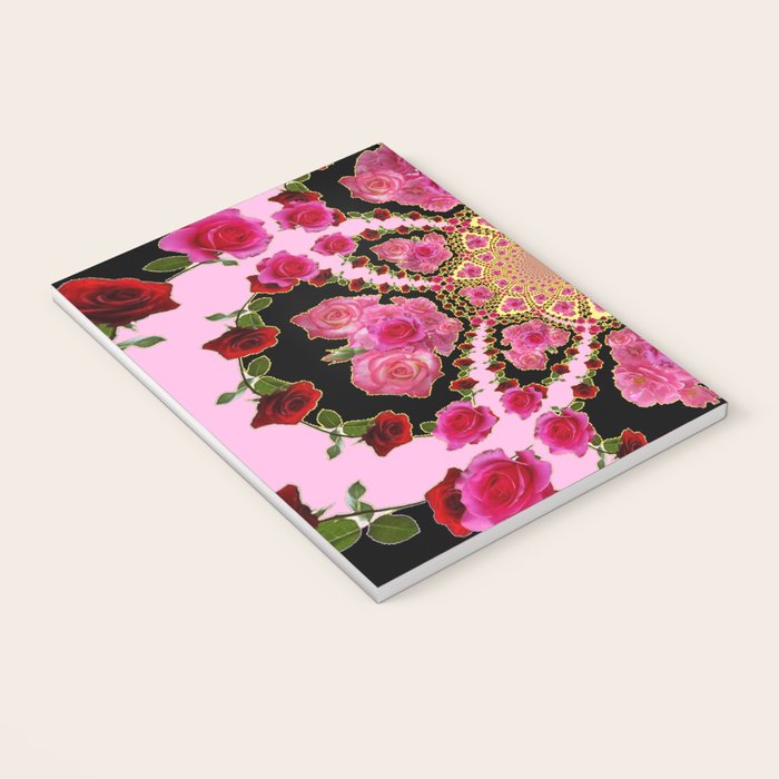 BLACK-PINK GARDEN ROSES MANDALA Notebook Gallery Image 3