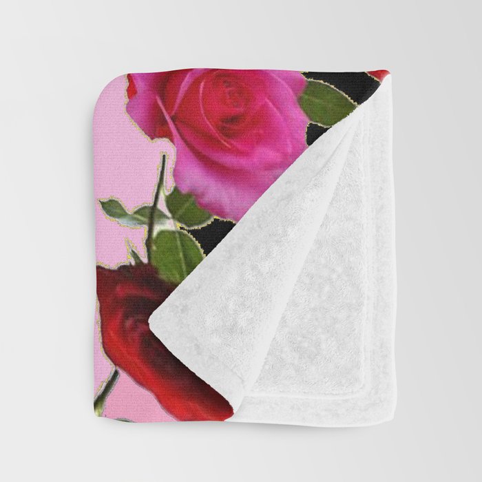 BLACK-PINK GARDEN ROSES MANDALA Throw Blanket Gallery Image 3