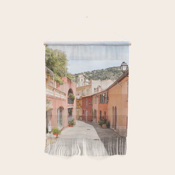 Pastel Color Street In Villefranche Sur Mer, France Photo | Summer Travel Photography Art Print | Colorful Houses In Europe Wall Hanging Gallery Image 1