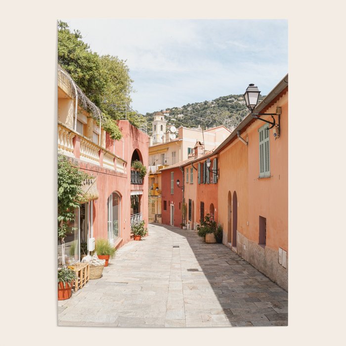 Pastel Color Street In Villefranche Sur Mer, France Photo | Summer Travel Photography Art Print | Colorful Houses In Europe Poster Gallery Image 4
